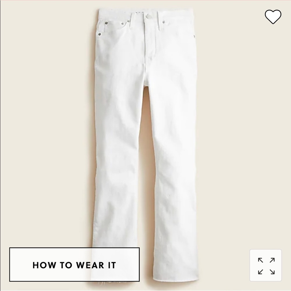 Women’s white J Crew 10” Demi-boot cut denim